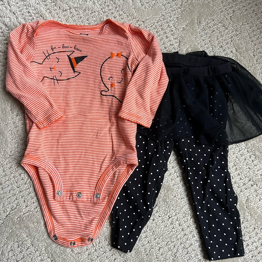 Carters 12M fab-boo-lous Halloween matching set with tutu pants